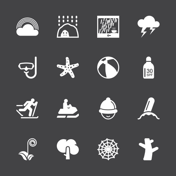 所有季节图标集3 -白色系列| EPS10图片下载