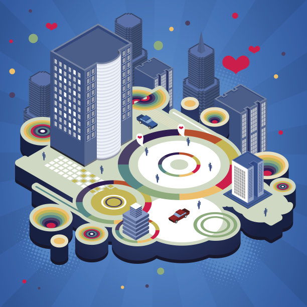 疯狂的等距抽象城市图片下载