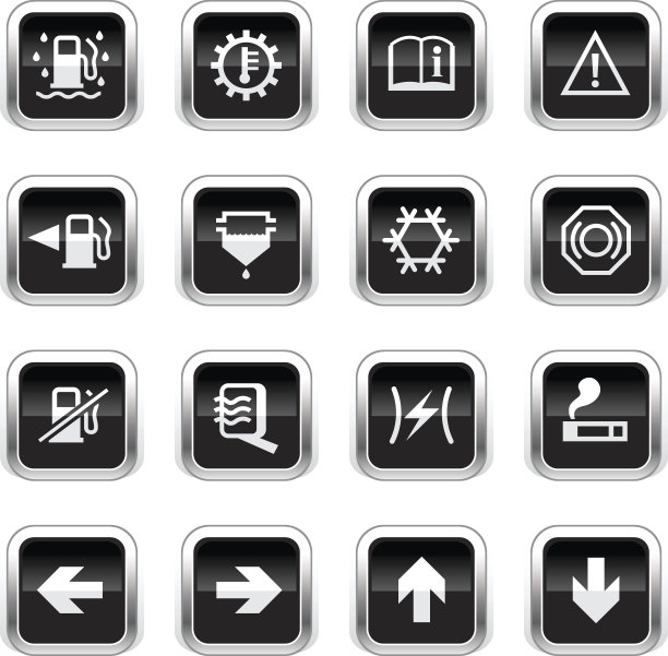 超亮黑色图标-汽车控制指示灯图片下载