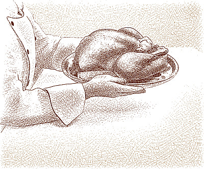 托盘上的烤火鸡图片下载