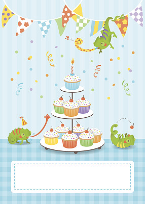 可爱的变色龙生日贺卡男孩图片下载