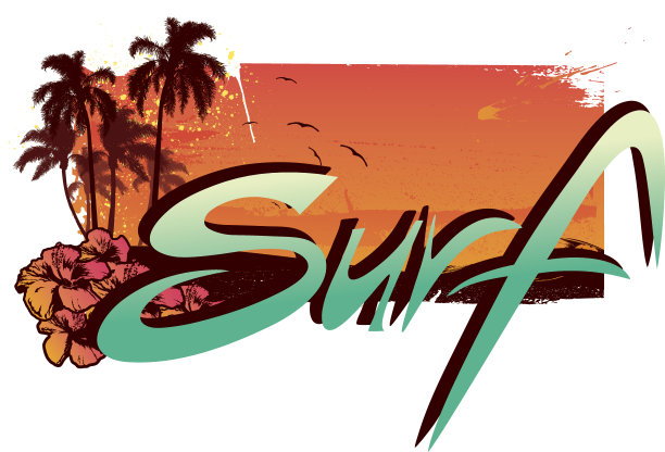 冲浪海滩场景图片下载