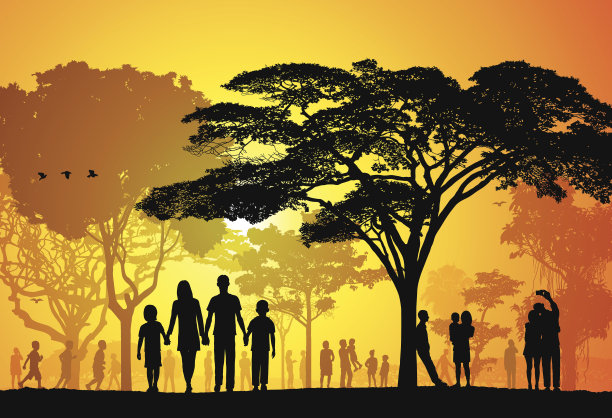 详细公园(完成树木-剪切路径隐藏边缘)图片下载