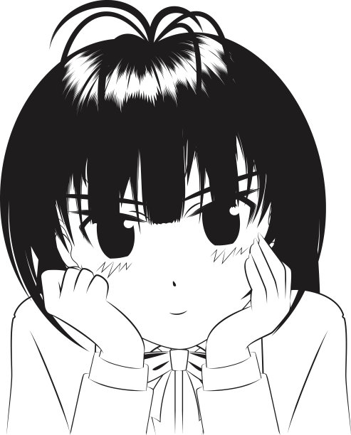 日本漫画风格[微笑女孩]大纲插图图片下载