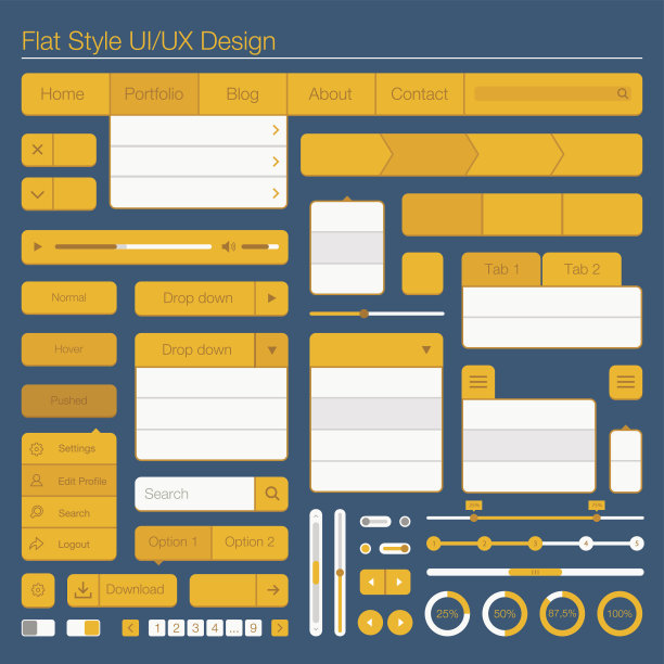 扁平风格的UI/UX设计图片下载