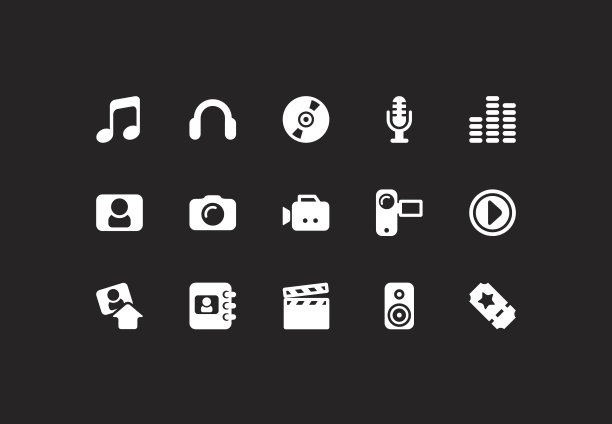 白色媒体图标图片下载