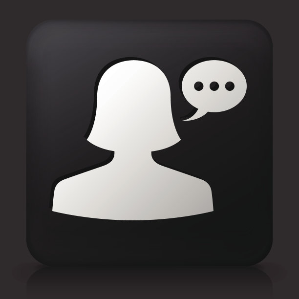 黑色方形按钮与女性沟通头图标图片下载