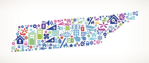 田纳西州家庭自动化和安全矢量背景图片下载