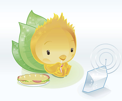 可爱的小鸟在看电视。图片下载