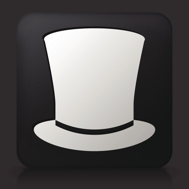 黑色方形按钮与大礼帽图标图片下载