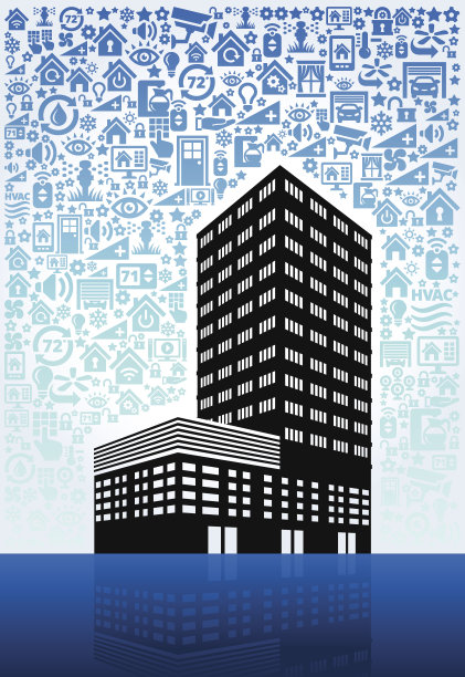 家庭自动化和安全矢量背景下的企业建设图片下载