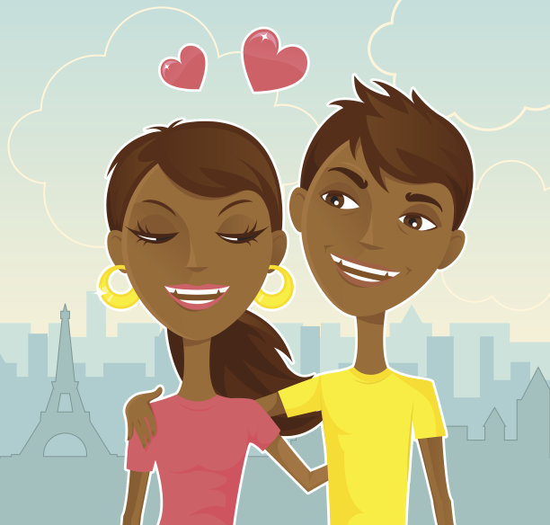 在巴黎相爱吧，年轻的情侣们图片下载