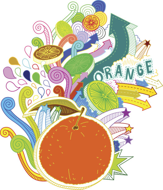 橙色的涂鸦图片下载