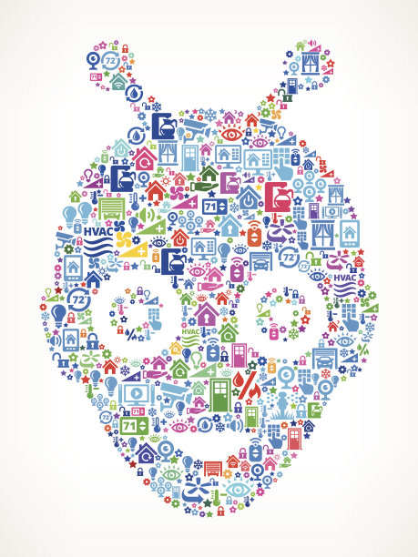 万圣节面具在家庭自动化和安全矢量背景图片下载