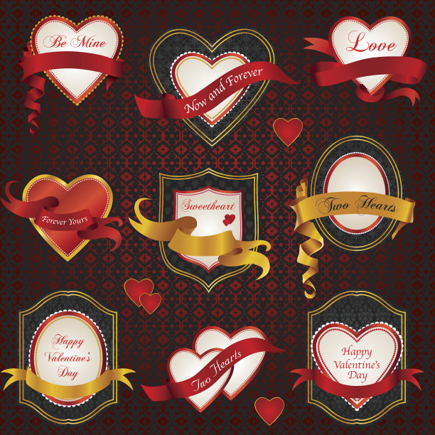 情人节花缎图案与华丽的框架图片下载