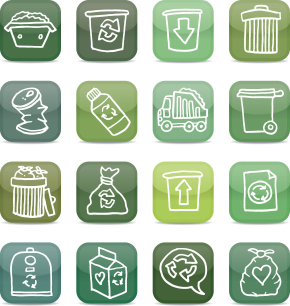 回收和废弃光泽的图标集图片下载