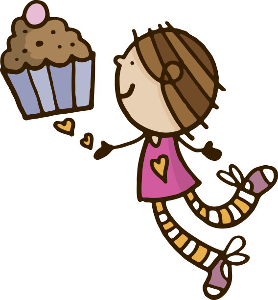 追逐纸杯蛋糕的女孩图片下载