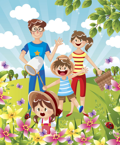 公园里的幸福家庭图片下载