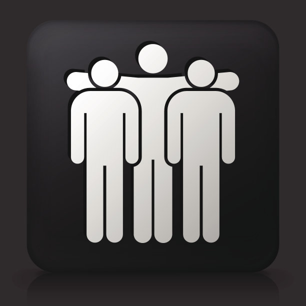 带有小组图标的黑色方形按钮图片下载