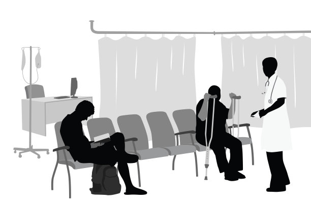 医疗候诊室矢量剪影图片下载