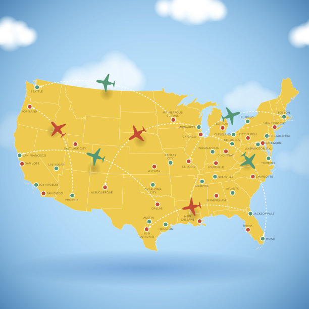 美国航空旅行地图图片下载