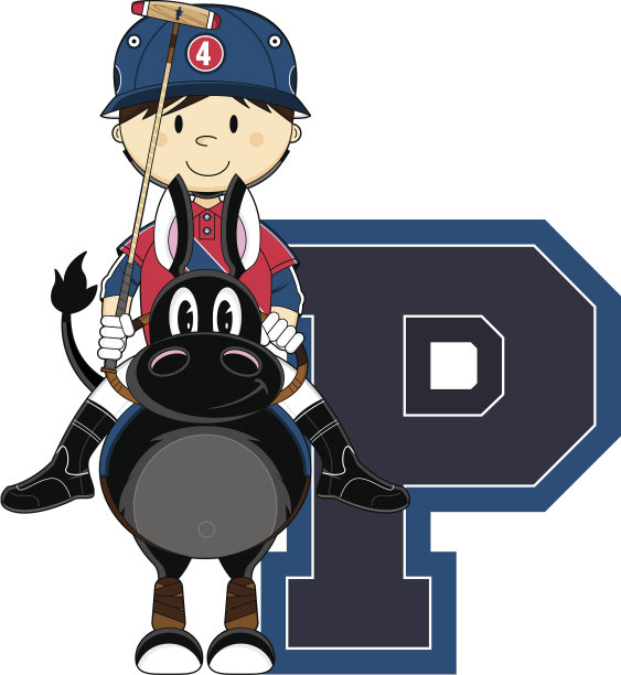 马球运动员对马学习字母P图片下载