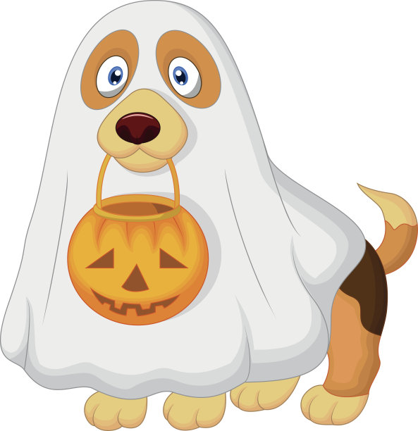 卡通狗装扮成一个幽灵图片下载