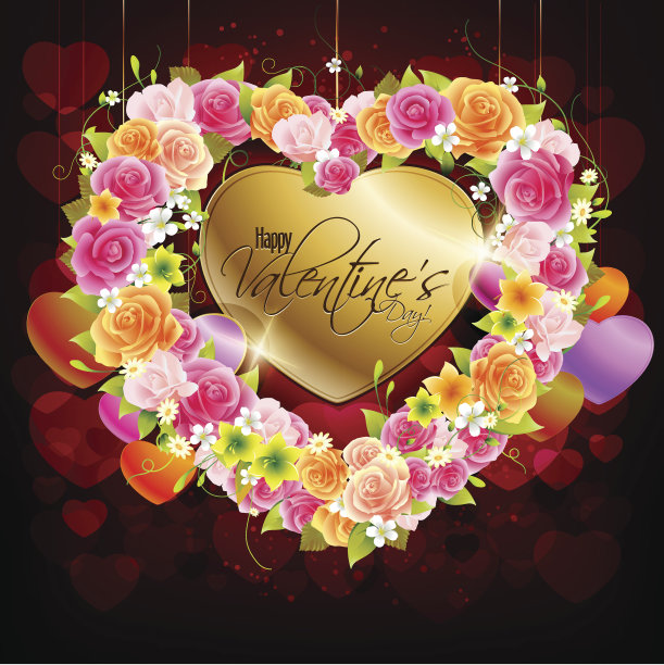 优雅的情人节背景与花的心图片下载