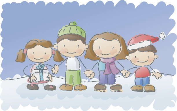 涂鸦:冬季家庭图片下载