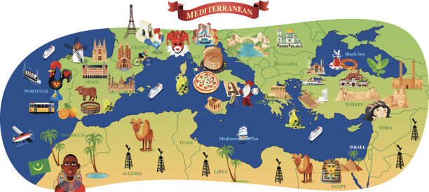 地中海的卡通图图片下载