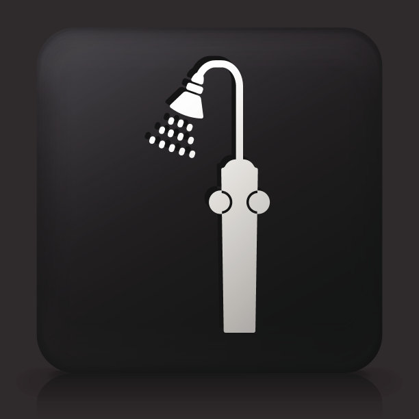 黑色方形按钮与淋浴头图片下载