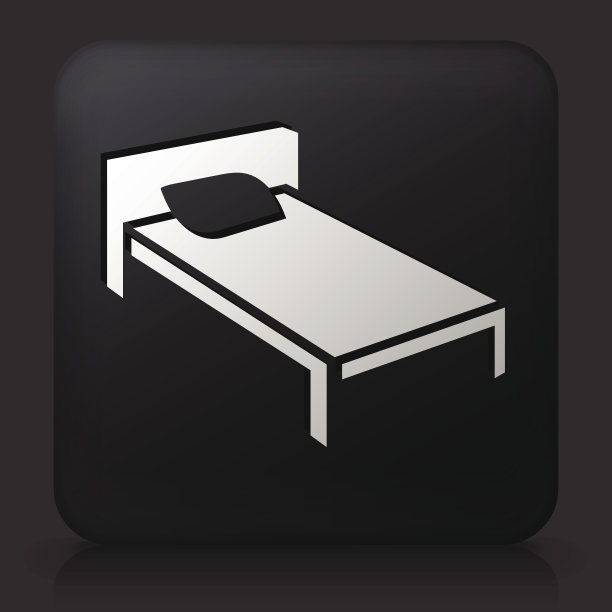 黑色方形按钮与床图标图片下载