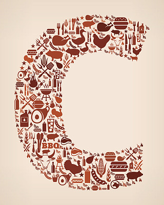 字母C夏季烧烤邀请矢量背景图片下载