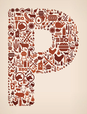 字母P夏季烧烤邀请矢量背景图片下载