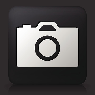 黑色方形按钮与相机图标图片下载