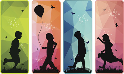 五颜六色快乐的孩子们玩耍图片下载