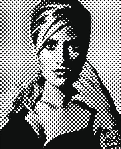 一个女人的复古半色调图案肖像图片下载