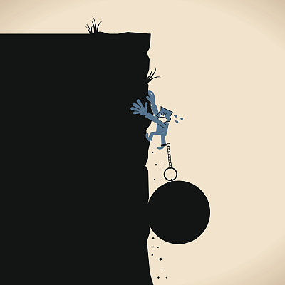 商人努力爬上悬崖图片下载