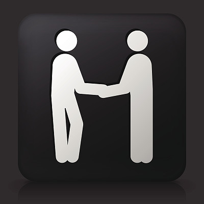 黑色方形按钮与握手图标图片下载