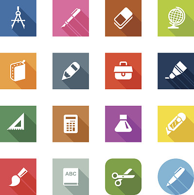 平面图标-学校用品图片下载