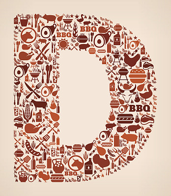 字母D夏季烧烤邀请矢量背景图片下载