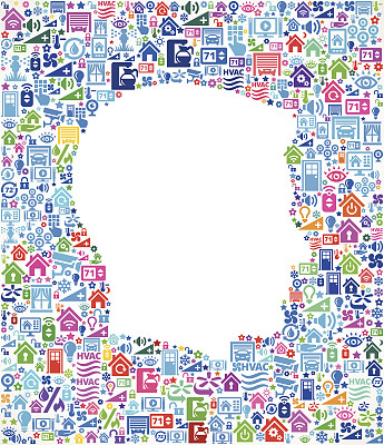 家庭自动化和安全矢量背景的男性简介图片下载