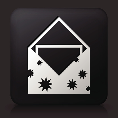 黑色方形按钮与信封图标图片下载