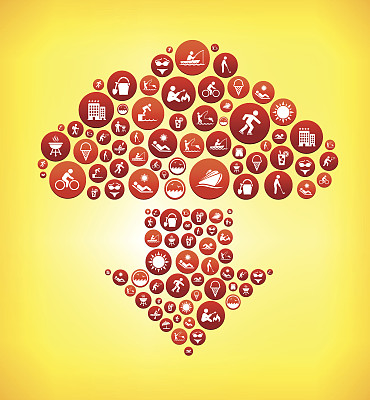 下载云夏季时间的乐趣和户外矢量图形。图片下载