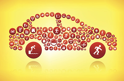 车边夏季时间的乐趣和户外矢量图形。图片下载