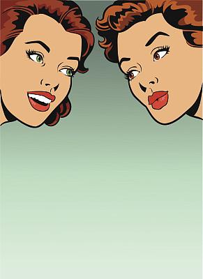 两个女人与复印空间交谈图片下载