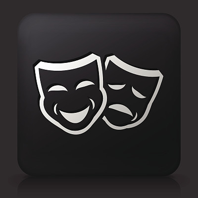 黑色方形按钮与戏剧面具图片下载