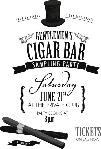 绅士雪茄派对邀请函设计图片下载