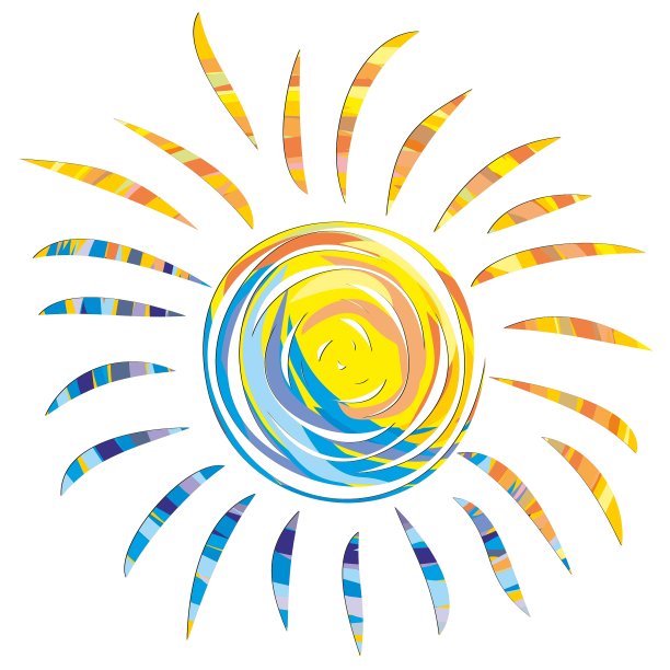 一个有大海的抽象太阳。图片下载