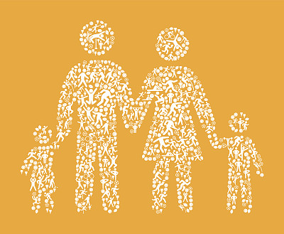 父母和儿童健身运动和运动模式矢量背景图片下载